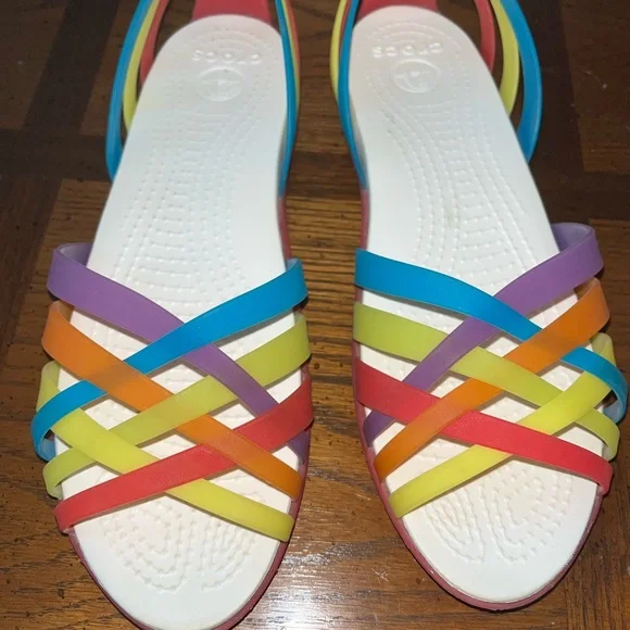CROCS Blue and Purple Sandals Vibrant Summer Style - Picture 1 of 5